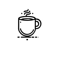Warm Mug of Coffee: A simple line drawing illustration of a steaming mug of coffee, perfect for adding a touch of warmth and comfort to any design.