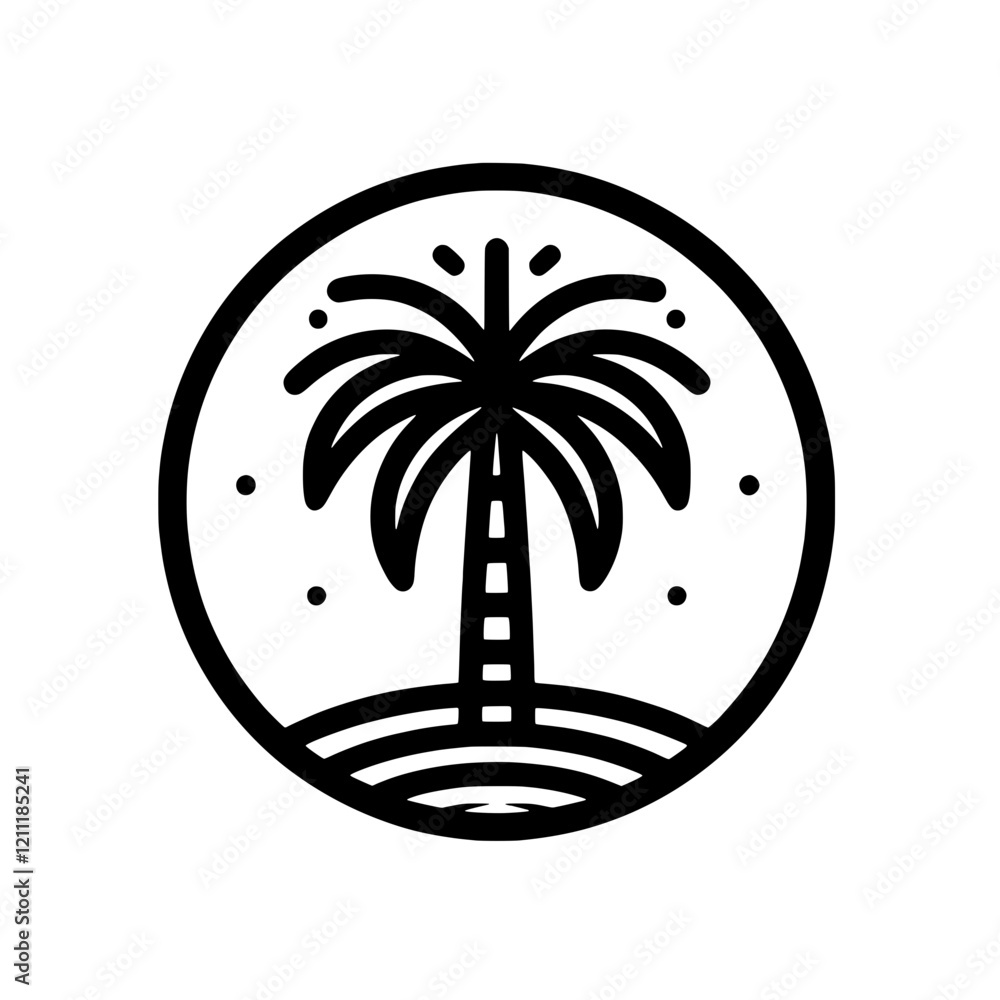 Poster palm tree minimalist line art: simple yet striking, a palm tree is depicted in a minimalist line art