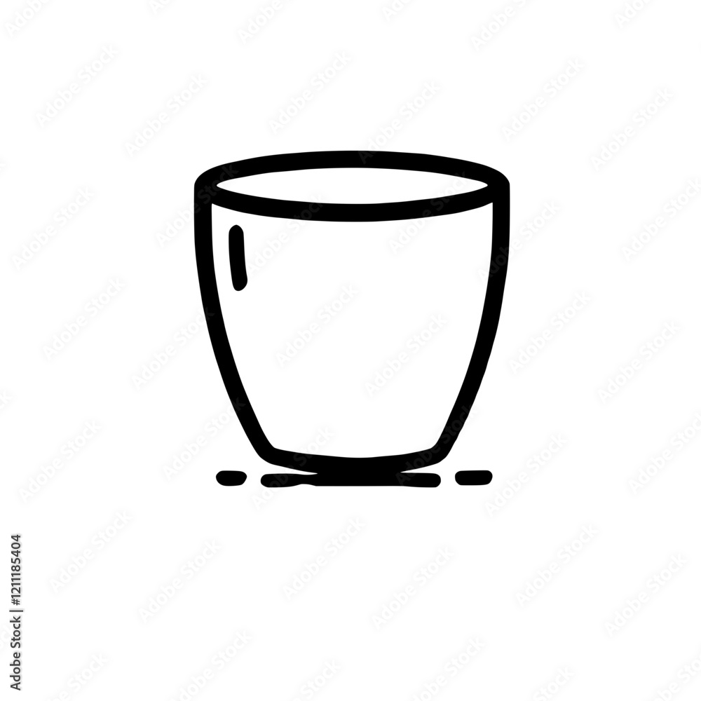 Poster simple outline drawing of a cup: a minimalist line drawing of a simple cup, perfect for various desi