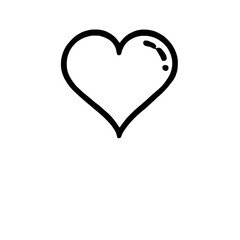 Simple Heart Icon: A minimalist black line drawing of a heart, perfect for expressing love, affection, or simply adding a touch of charm to your designs.