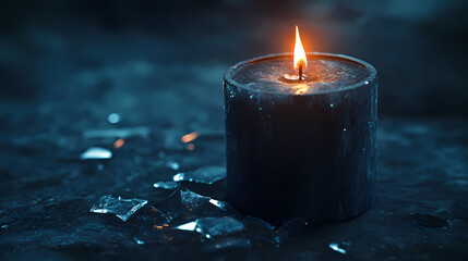 Beauty of Light and Shadow with Candle and Ice
