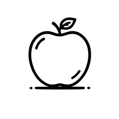 Apple Icon: A simple, bold line art illustration of an apple with a leaf, perfect for clean and minimalist designs. 