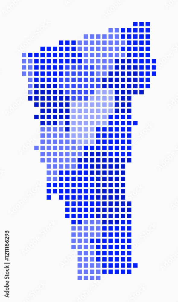 Poster vermont dotted map. digital style map of the state on white background. vermont shape with square do