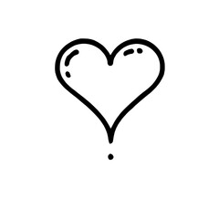 Hand Drawn Heart Icon: A simple, hand-drawn heart icon in black ink, perfect for adding a touch of love, affection, or romance to any design. It's a versatile.