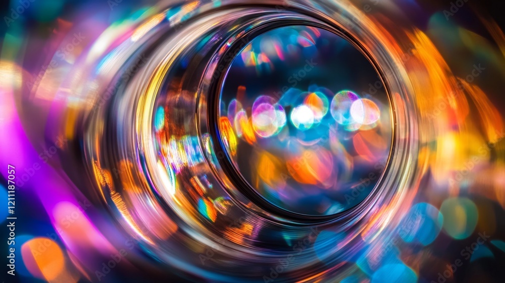 Poster Abstract Colorful Bokeh Effect with Circular Lens and Light Patterns
