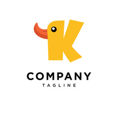 Letter K Duck Cute Logo Icon Vector