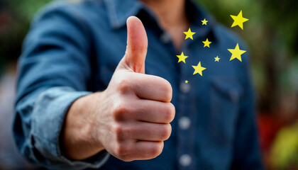 Happy customer giving a high satisfaction rating.