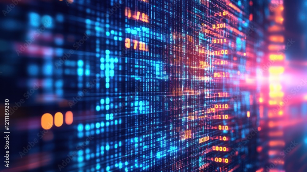 Poster abstract digital matrix: binary code stream