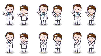Naklejka premium 医師の男女 04