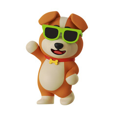 Obraz premium Cool Pose Dog mascot Animal 3D