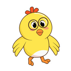 Cute Yellow Chick with Glasses Illustration