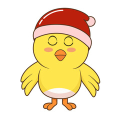 Cute Yellow Chick in Winter Hat Illustration