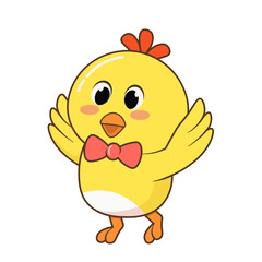 Cute Yellow Chick with Bow Tie Illustration