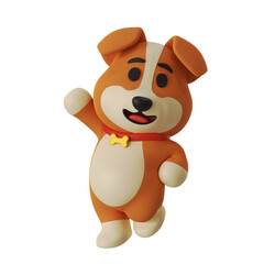Jumping Dog mascot Animal 3D