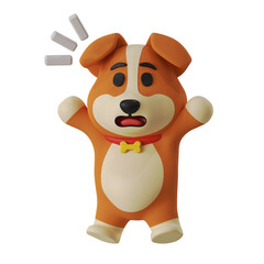 Shocked Dog mascot Animal 3D