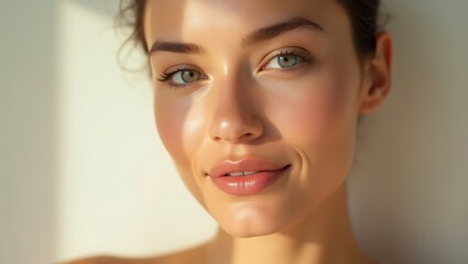Dewy Skin Beauty: Close-Up Portrait of a Woman