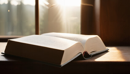  a tranquil moment captured with an open book illuminated by soft sunlight