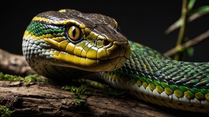 Obraz premium Close-up Realistic Snake with Textured Scales in Natural Habitat