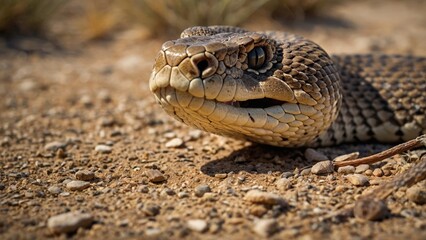 Obraz premium Close-up Realistic Snake with Textured Scales in Natural Habitat