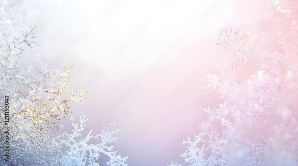 Poster elegant snowflake border with metallic gold details and a soft gradient effect