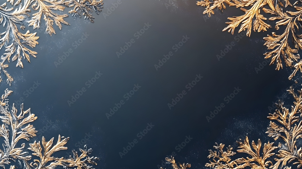 Poster elegant snowflake border with metallic gold details and a soft gradient effect