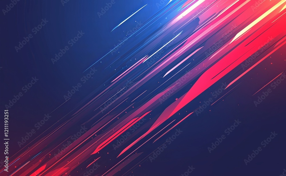 Poster abstract red and blue gradient background with horizontal lines and glowing light effects
