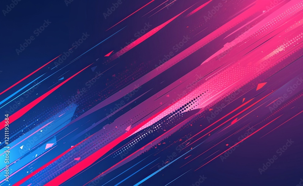 Poster abstract red and blue gradient background with horizontal lines and glowing light effects