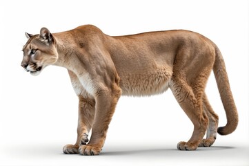 Obraz premium Majestic cougar isolated on white background.