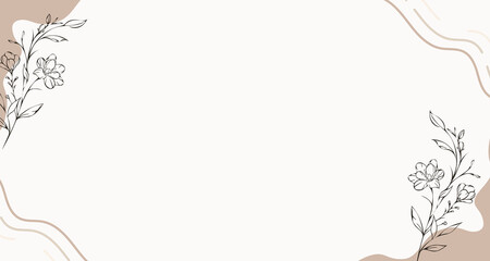 beige floral aesthetic hand drawn background. soft aesthetic background.