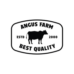 angus farm logo design vintage retro label