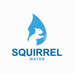 squirrel water simple logo in negative space 