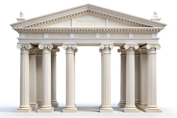 Obraz premium 3D Rendered Classical Columns & Archway: Architectural Detail, Isolated White Background
