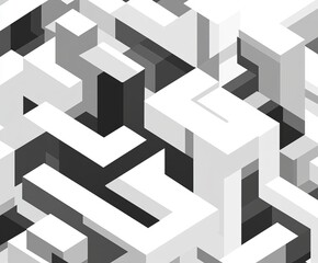 Abstract grayscale isometric cubes pattern.