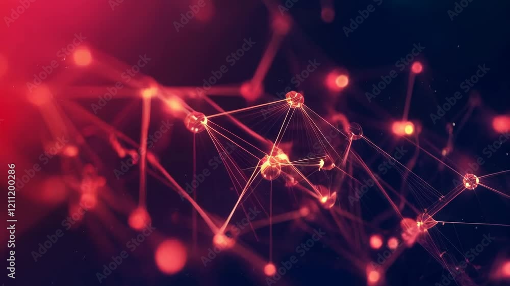 Poster dynamic network connections evolving in glowing abstract geometric patterns
