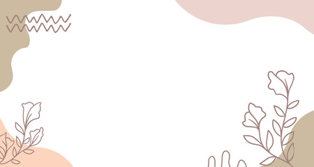 beige floral aesthetic hand drawn background. soft aesthetic background.