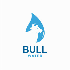 bull water simple logo in negative space 