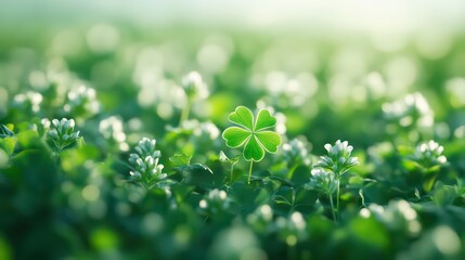 Clover isolated on white background, St. Patrick's Day symbol, full depth of field