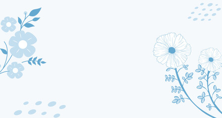 blue floral aesthetic hand drawn background. soft blue pastel aesthetic background.
