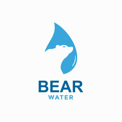 Fototapeta premium bear water simple logo in negative space 