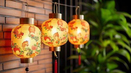 Colorful Lanterns Hanging in a Cozy Setting