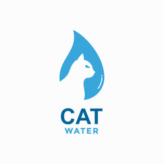 cat water simple logo in negative space