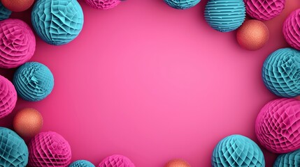 Obraz premium Colorful Decor with 3D Elements on Pink Background
