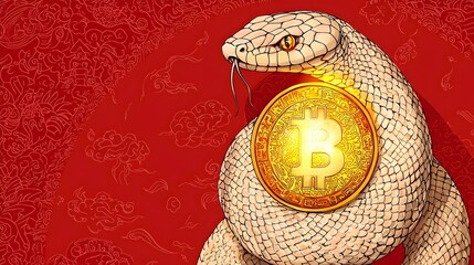 Obraz premium Snake with Bitcoin Concept Art Illustration