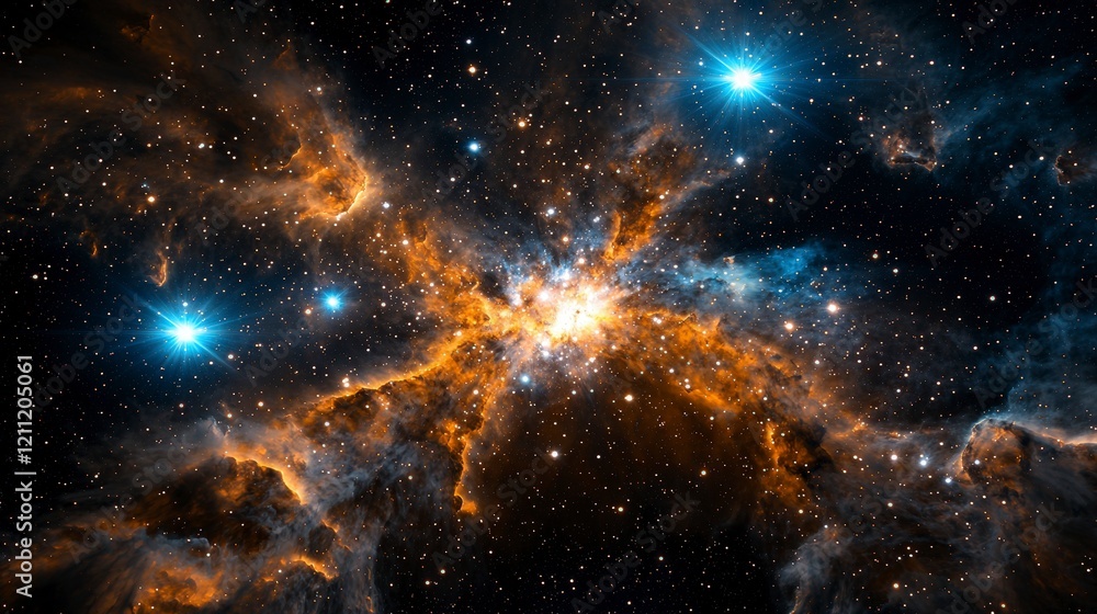 Aufkleber galactic explosion stars scatter in cosmic display outer space digital art dark universe wide angle 