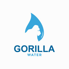 Fototapeta premium gorilla water simple logo in negative space 