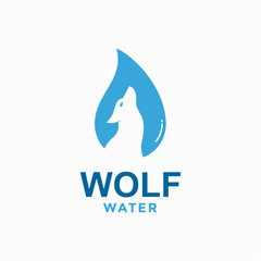 wolf water simple logo in negative space 