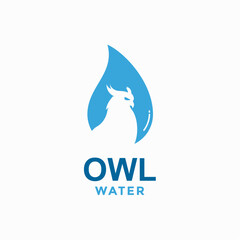owl water simple logo in negative space 