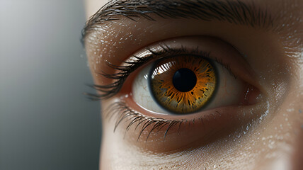 "A gleaming cybernetic eye implant, seamlessly integrated with the natural eye, depicted in a digitally rendered painting. Exquisite details of metallic sheen, circuits, and futuristic technology 