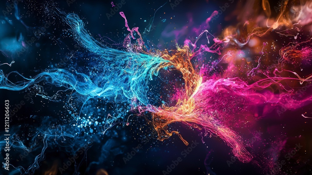 Aufkleber Dynamic light show synchronization with music beats nightclub digital art urban scene abstract view vibrant experience