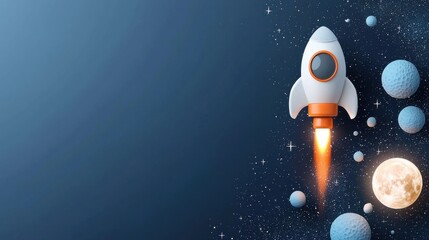 Exciting space journey of a cute cartoon astronaut with an orange spacesuit outer space digital illustration colorful galaxy playful perspective adventure theme for kids